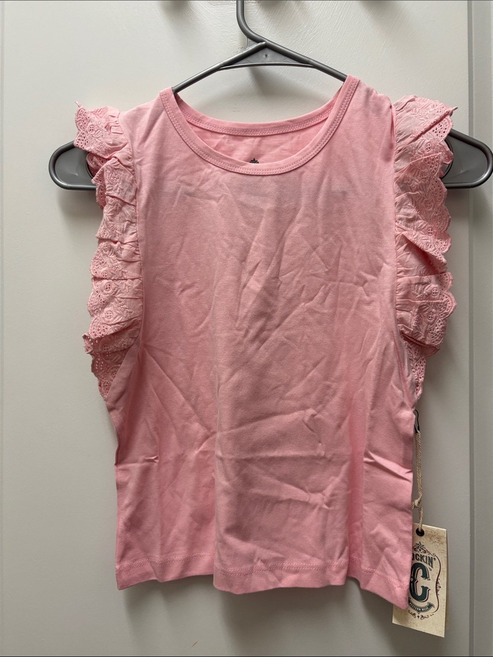 Pink Ruffle Sleeve Women's Top